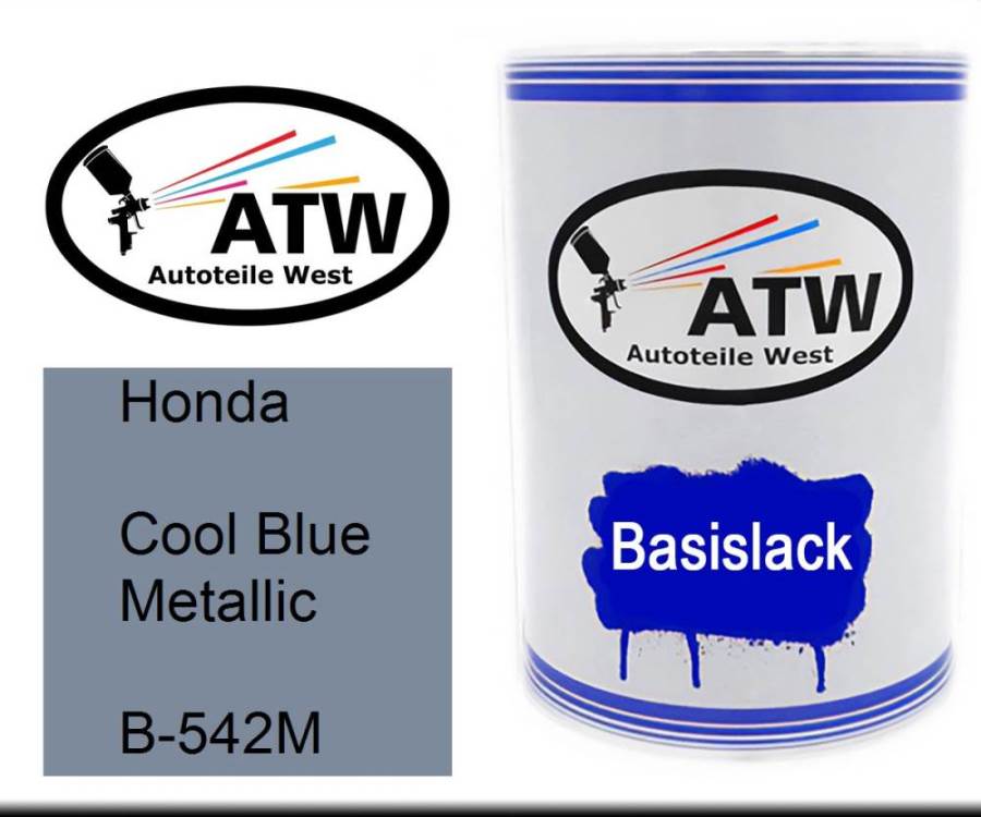 Honda, Cool Blue Metallic, B-542M: 500ml Lackdose, von ATW Autoteile West.